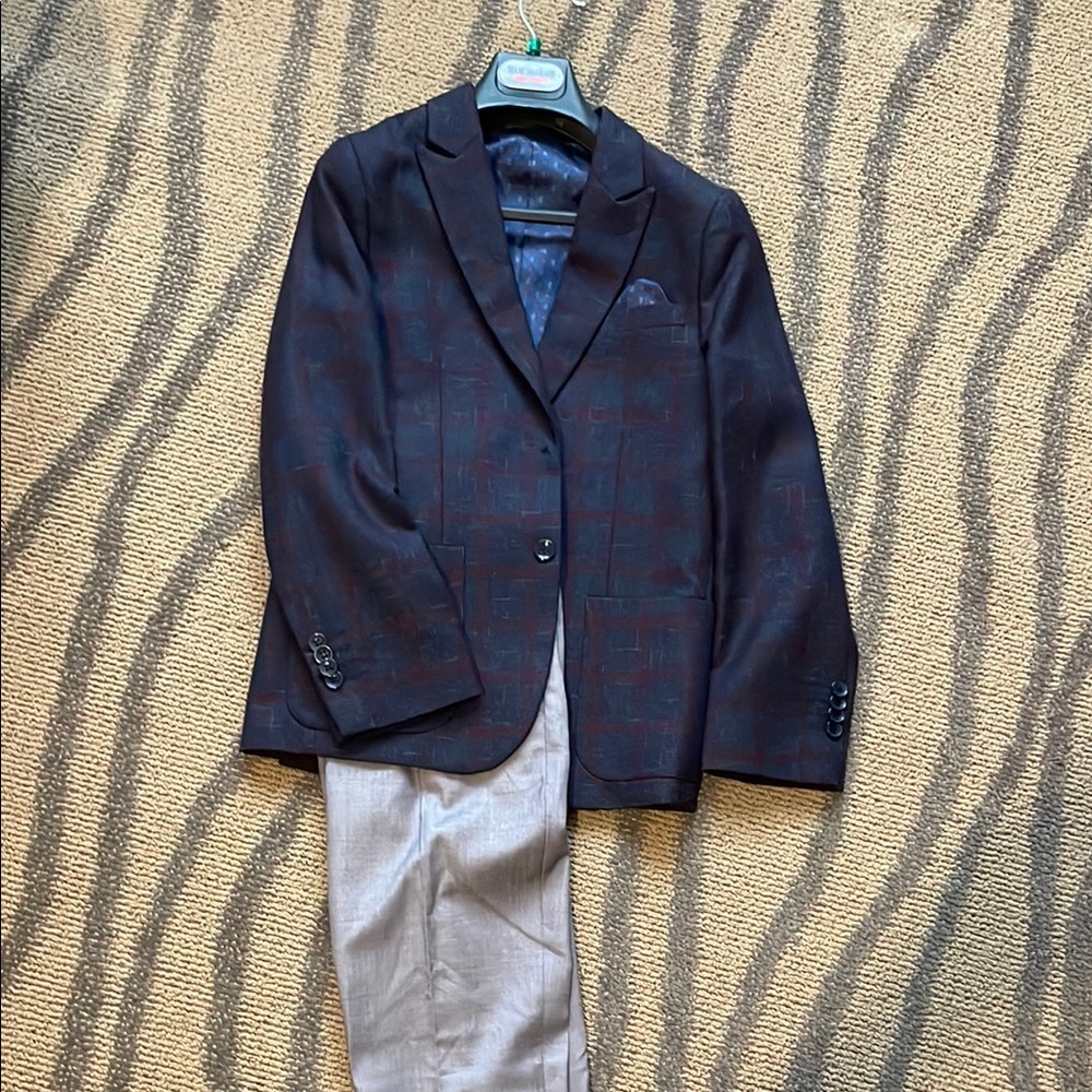 Stylish Navy print Blazer with pants for boys